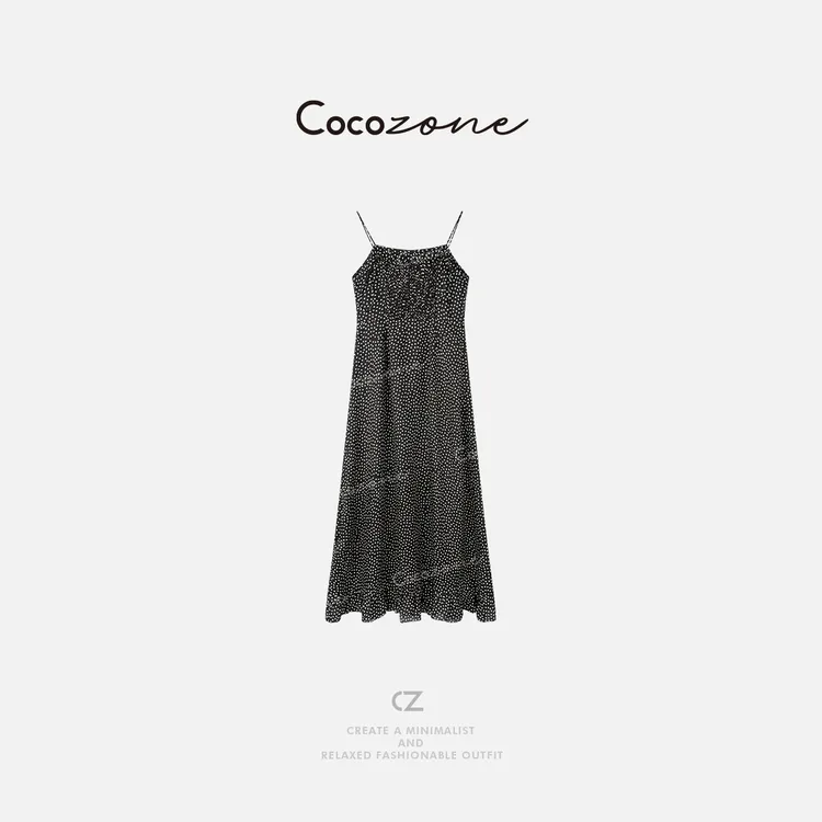 COCO ZONE 刘一一 【桑蚕丝人丝混纺】波点荷叶边连衣裙CD1A0234