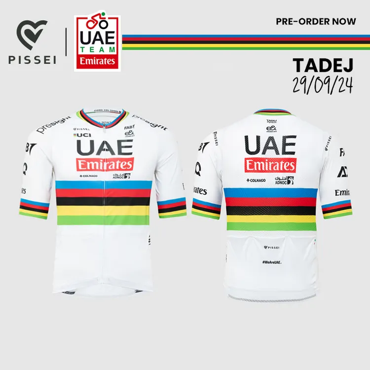 【立减】官方授权PISSEI UAE车队波加查世界冠军彩虹训练短袖骑行服