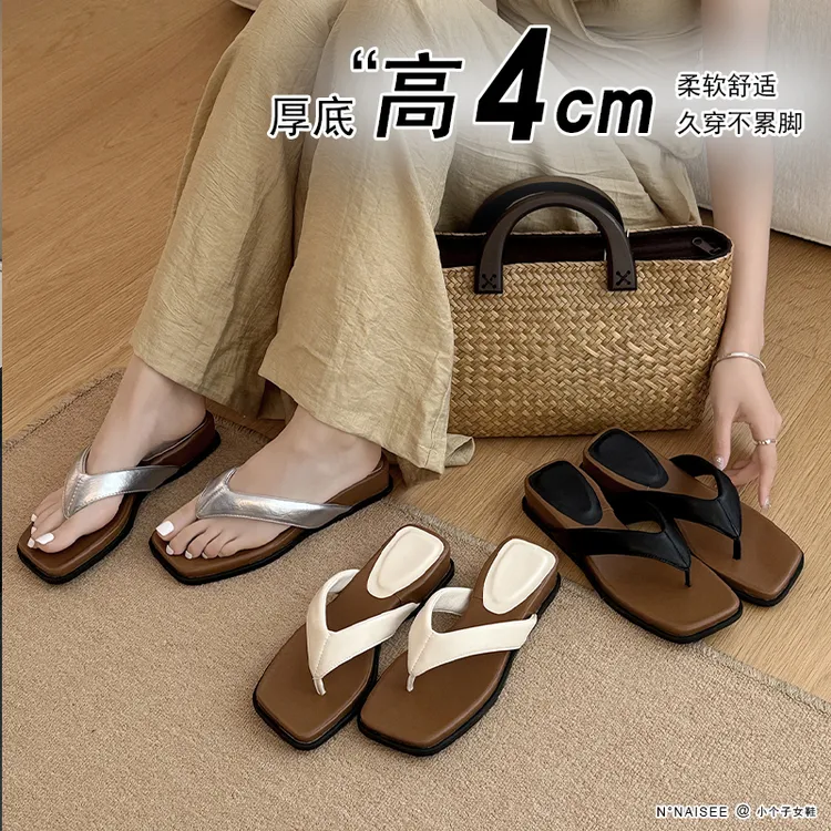 羊皮版~32码起4公分软底软面【夏威夷】人字拖女外穿休闲防滑拖鞋
