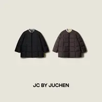 山本风绗格龟背落肩廓形90鹅绒服中长款羽绒外套 FW114002-185