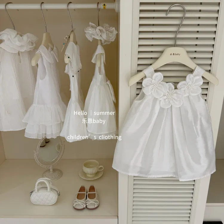 【乐恩baby】栀子花开!2026女童法式洋气高级花朵背心裙度假风裙子