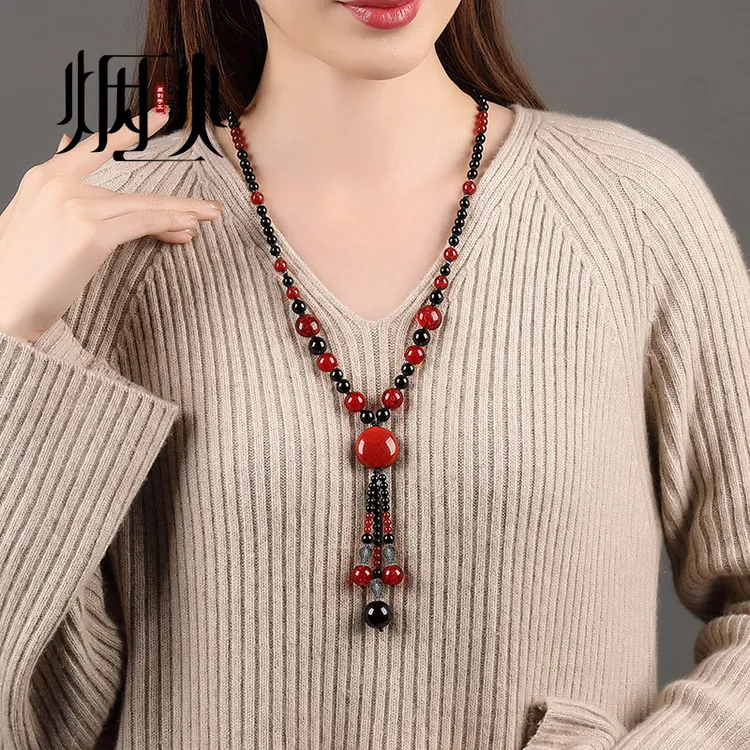 合金项链 民族风长款复古风民族风毛衣链子挂件到胸配饰女吊坠