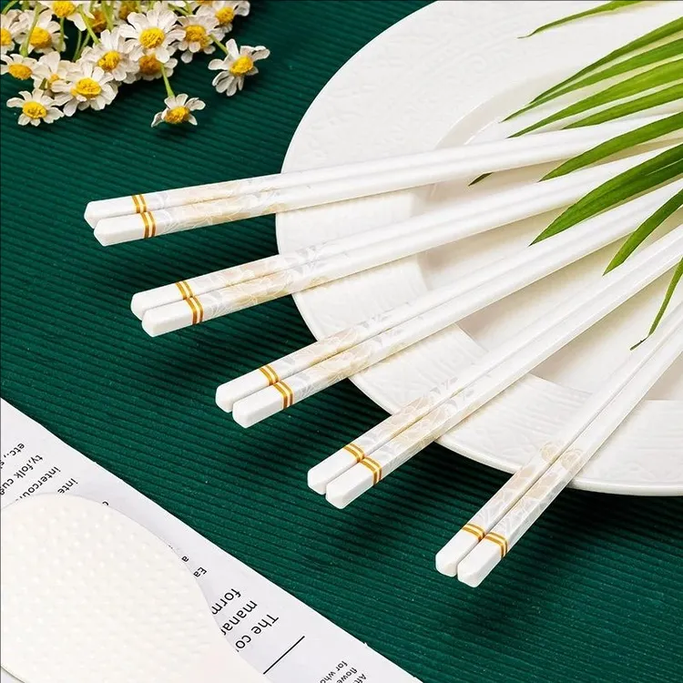 倾国倾城景德镇陶瓷筷子防滑（10双）白瓷筷子家用耐高温