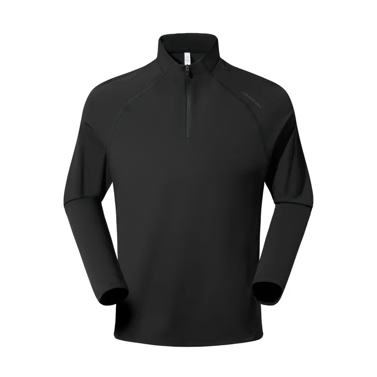 德尔惠品牌男士户外运动健身长袖速干T恤多色百搭舒适透气训练服。