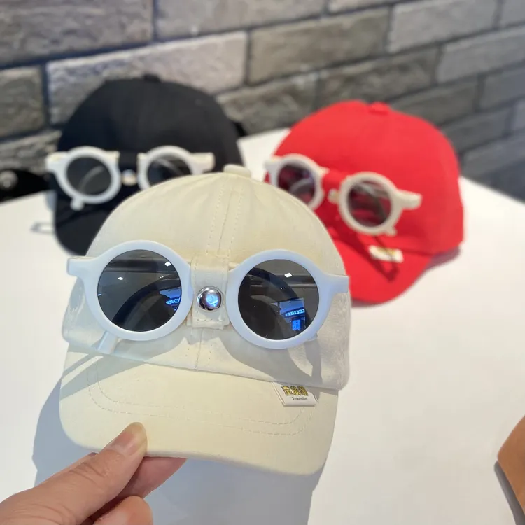 男宝鸭舌帽可拆卸眼镜简约时尚小童棒球帽春夏薄款小男孩遮阳帽子