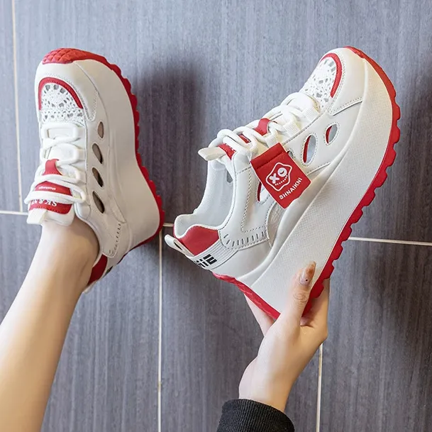 万达撤柜真皮小白鞋女网鞋2025夏季镂空网面透气运动鞋轻便显脚小