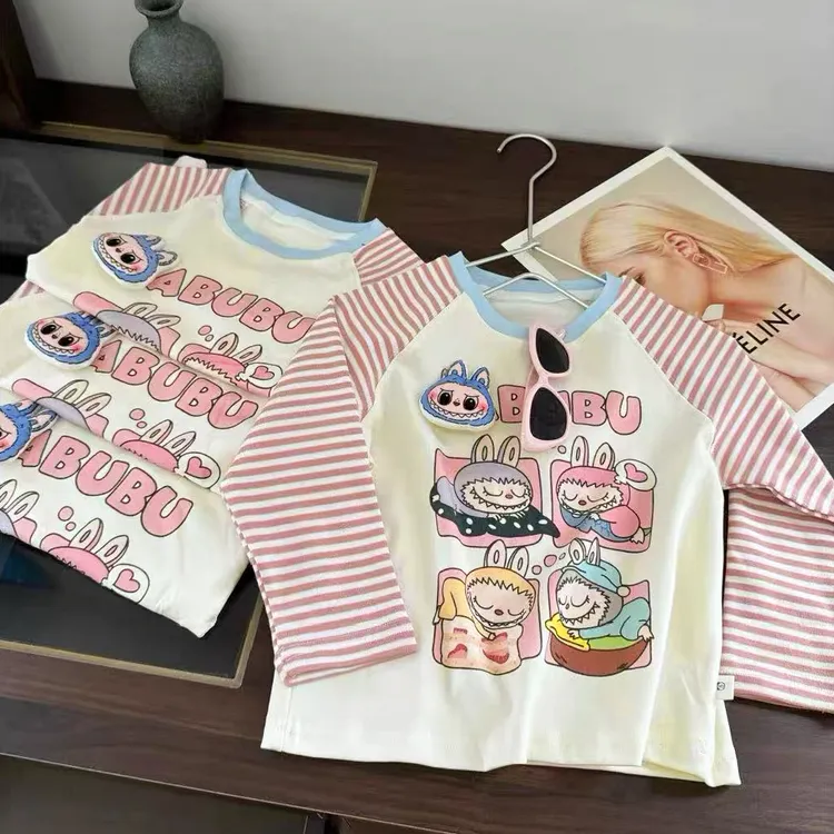 【秋上新】女童上衣秋装2025新款韩版卡通印花T恤儿童长袖打底衫