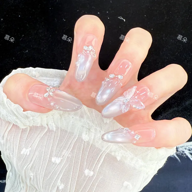 【彩虹】纯手工穿戴甲气质款光疗美甲成品可拆卸10片