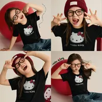 辰辰妈【大脸猫】女童正版KT猫莱赛尔T恤儿童卡通短袖上衣8449DH