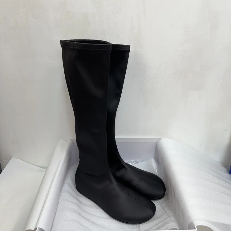 R0W新款极简风时装靴骑士秋冬黑色短靴时尚过膝弹力靴百搭长靴