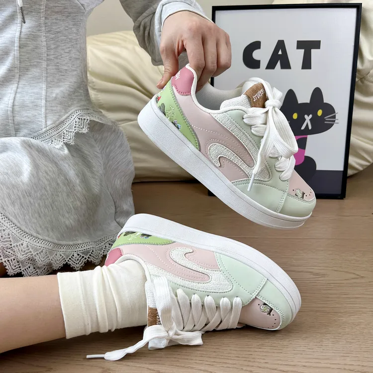 原创小森林厚底面包鞋女ins潮2025秋季新款板鞋百搭休闲小白鞋子