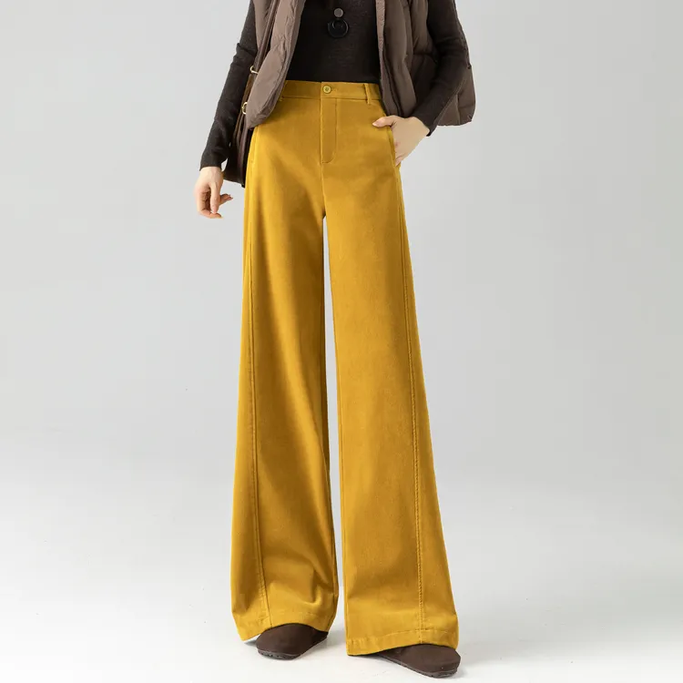条绒阔腿裤2025新款秋冬气质高腰灯芯绒裤子女宽松A版直筒休闲裤