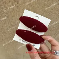 复古红色毛呢布艺边夹法式温柔风气质百搭侧边夹发饰女