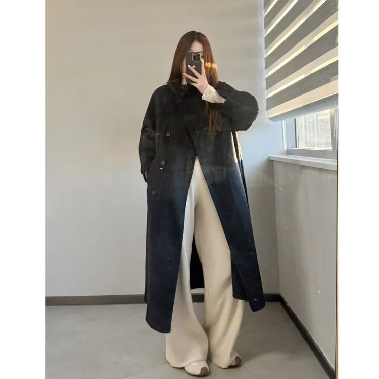 羊毛大衣女宽松显瘦过膝长款外套连帽保暖风衣外套