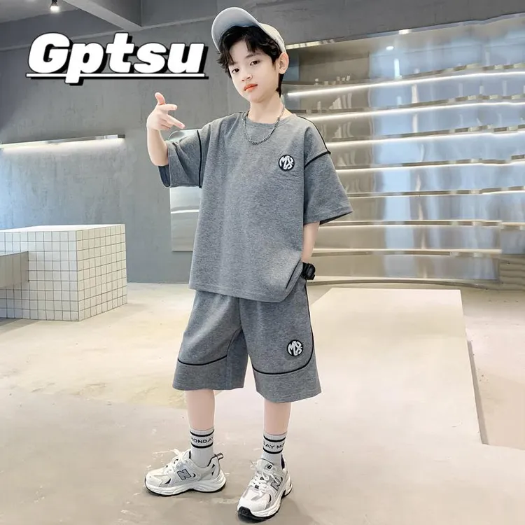 GPTSu男童夏装套装夏季2025新款儿童运动服中大童款男孩潮酷帅气