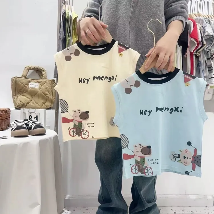 清仓不补男童夏季韩版洋气卡通背心T恤儿童夏装无袖上衣宝宝休闲