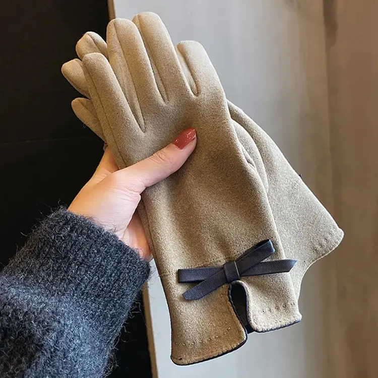 手套冬天女士韩版加绒加厚冬季骑开车防寒保暖防风徳绒分指可触屏