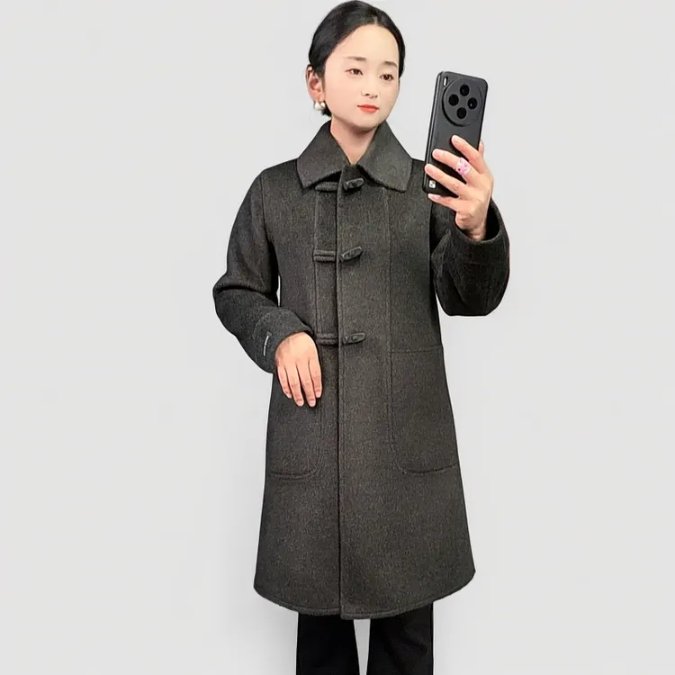 2025冬新款双面羊毛大衣女中长款休闲毛呢外套中国风毛呢大衣外套