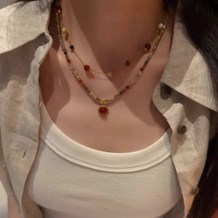 合金项链 十里间【绯色珠玑】文艺国风新中式串珠项链叠戴锁骨链