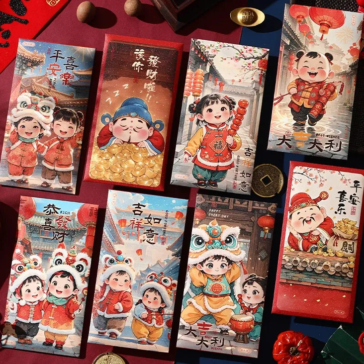 2025新年红包可爱利是封蛇年创意春节过年通用压岁钱红包卡通加厚