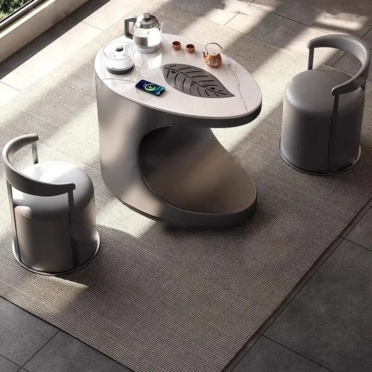 阳台茶桌茶台烧水壶一体桌岩板茶几可移动轻奢泡茶桌喝茶桌椅组合