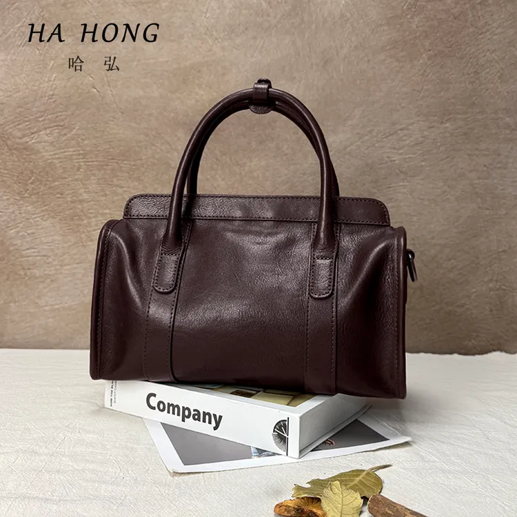 哈弘秋冬新款手工植鞣头层牛皮大容量旅行单肩手提斜挎高级感包包