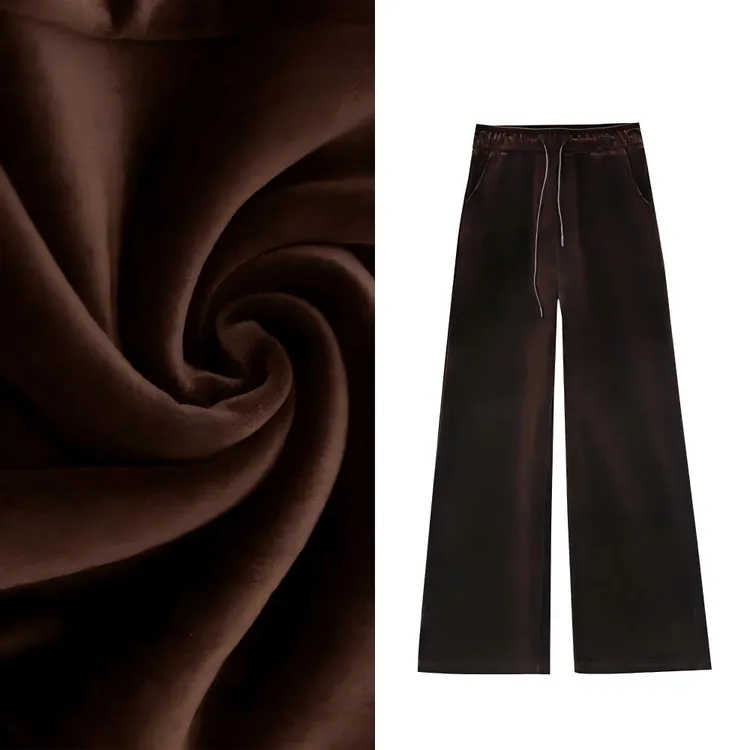 B 门店3&9/9！金丝绒休闲裤」复古高级感宽松直筒阔腿裤女 C24772
