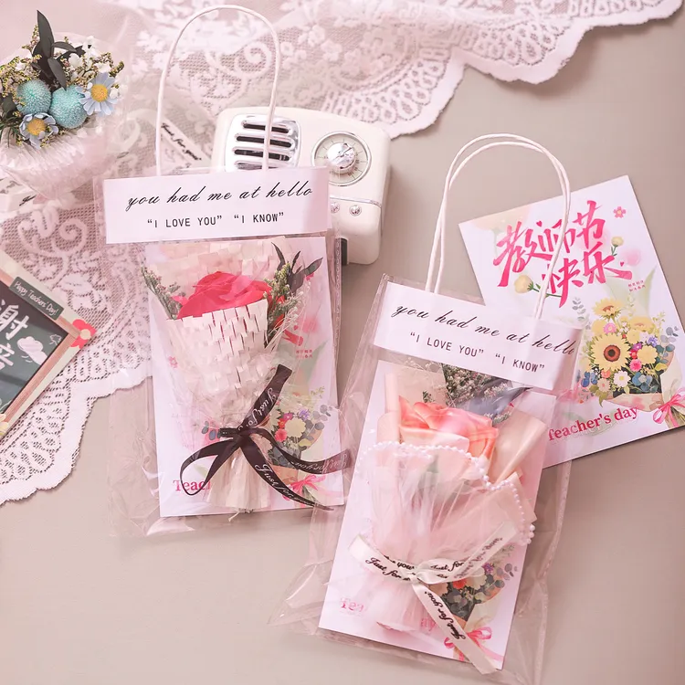 教师节礼物送男女老师创意贺卡仿真手提花束高级感谢师礼伴手礼品