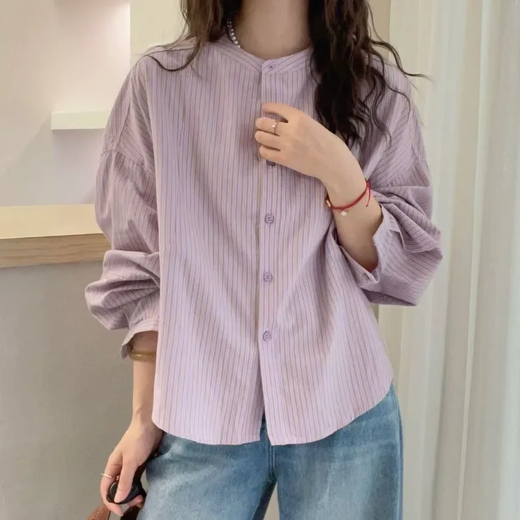 小众炸街高级感女装衬衫女装条纹秋款爆款2025新款衬衫女款外穿