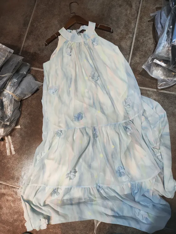 渐变长裙无袖夏季夏天显瘦连衣裙扎染长款裙子旗袍