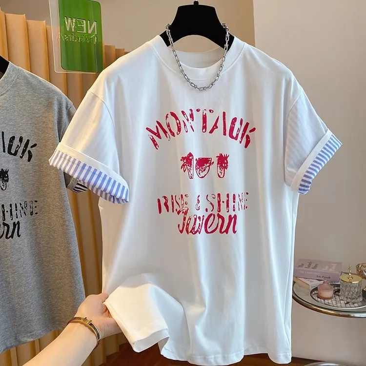 欧洲站高端2025春季新款女装白色印花短袖t恤高级感穿搭上衣欧货