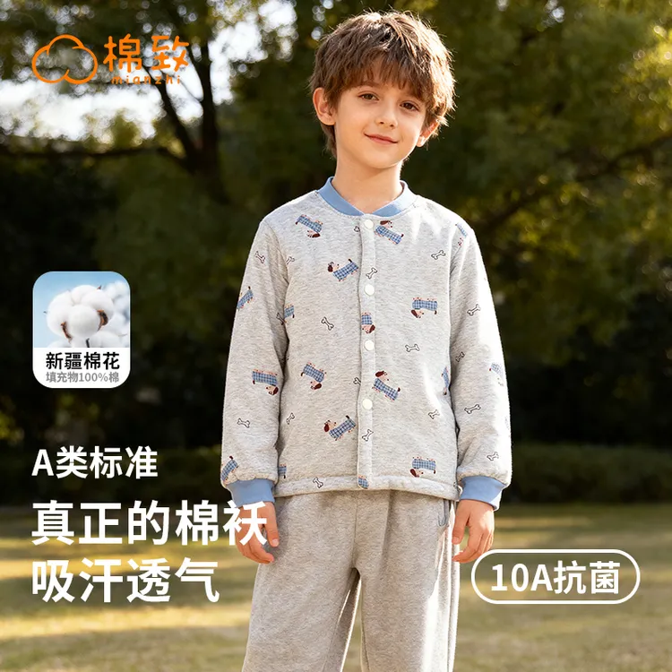 棉致100%纯新疆棉花保暖棉袄棉服儿童棉花衣宝宝棉服儿童校服神器