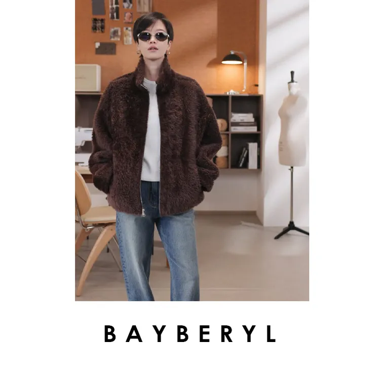 券-BAYBERYL老贝都市巡游*拉贡立领拉链秋一体皮衣PY5F1406-7/13