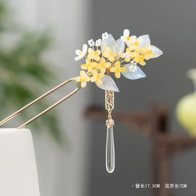 春亦轩原创手工秋季桂花流苏发簪子汉服旗袍发钗发饰盘发头饰女