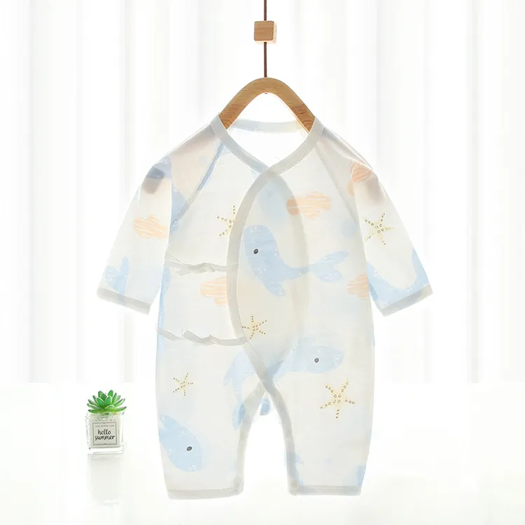 【夏季薄】新生儿纯棉衣服初生婴儿超薄夏季空调服哈衣爬爬服连体衣