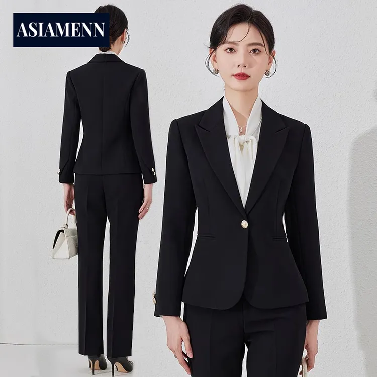 黑色西装套装女士面试职业正装高级感小个子气质修身西服工作服秋