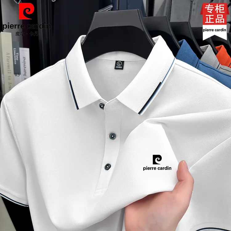 皮尔卡丹高档桑蚕丝男士T恤2025夏季薄款轻奢商务休闲翻领POLO衫