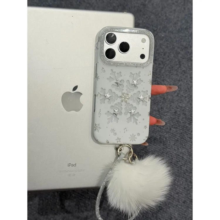 闪粉镂空雪花立体星星IMD双层手机壳适用iPhone17promax包相机键