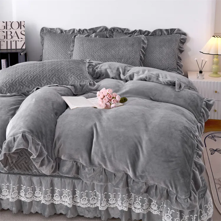 10斤高端牛奶绒床盖四件套加厚冬季珊瑚绒被套床上用品冬天法兰绒