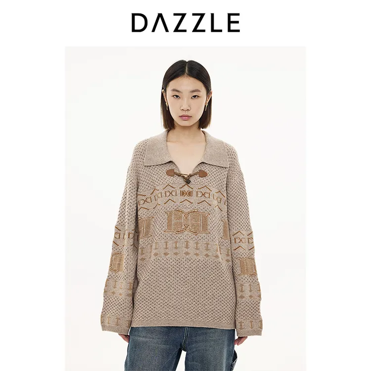 DAZZLE地素毛针织衫针织翻领套衫2I4E4376L