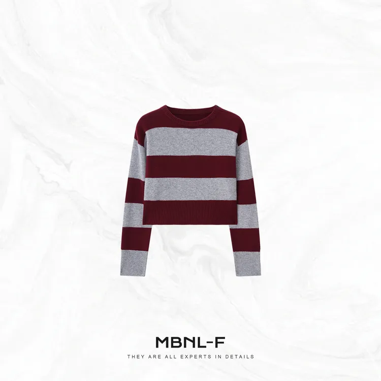 MBNL-F"云朵缪系“ 100%26支羊毛定染条纹设计感毛衣 秦磊TH-MY125