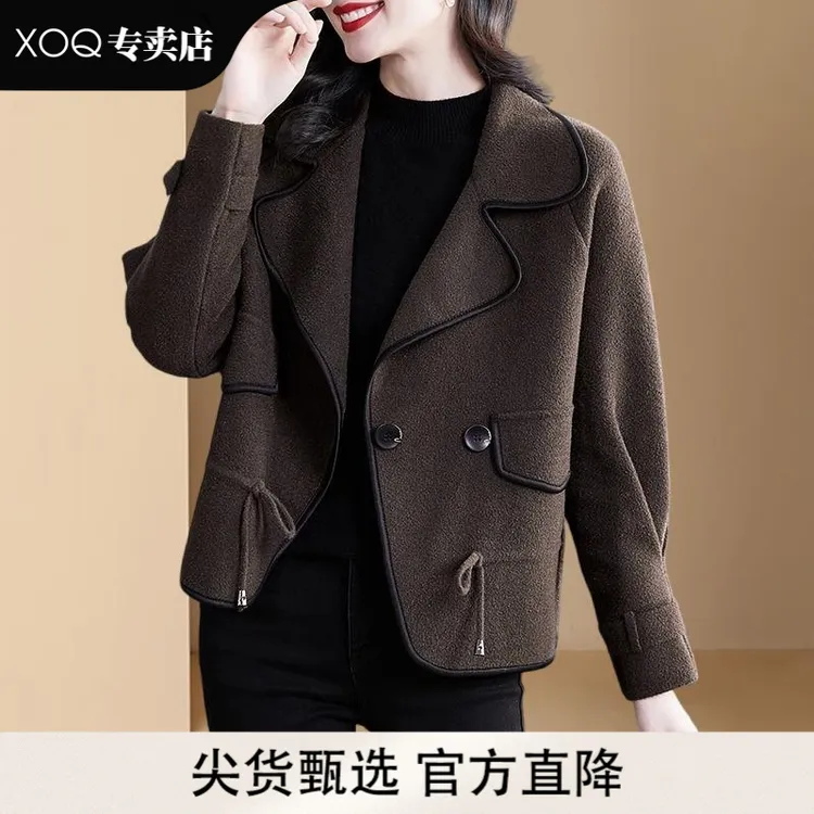 XOQ短款外套风衣双面大衣女装毛呢子秋冬2025年新款气质流行漂亮