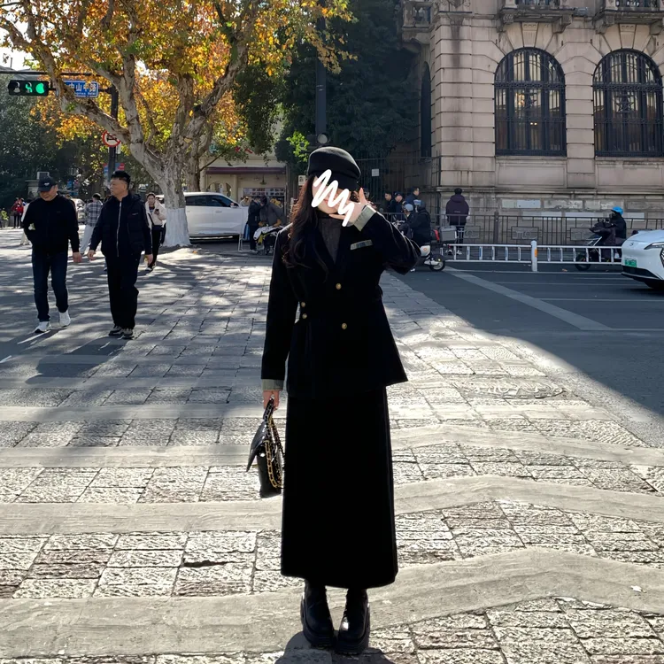 南岛风大码女装翻领拼接精梳棉保暖冬季时尚显瘦套装NDF63