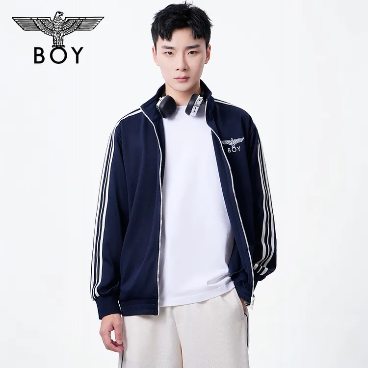 BOY25新款春夏情侣款时尚百搭撞色条纹立领运动外套N12005