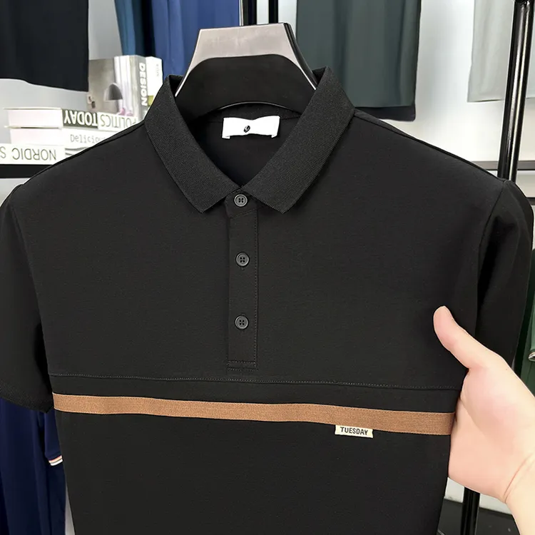 潮牌时尚Polo衫男短袖夏季新款简约拼色休闲百搭翻领半袖T恤上衣