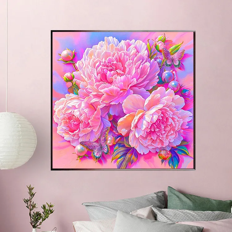 十字绣粉色牡丹芍药2025新款线绣客厅餐厅简约唯美花卉满绣43色