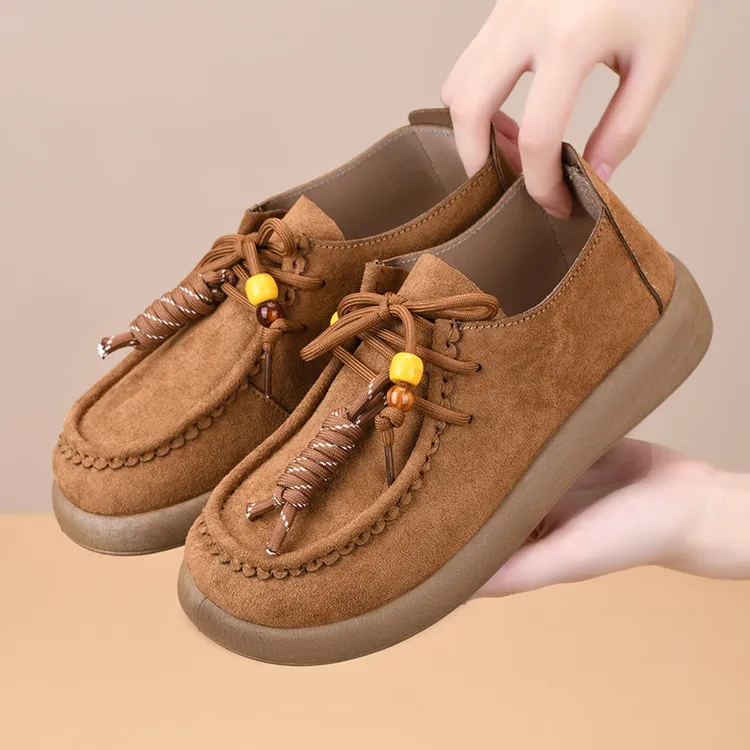 复古勃肯鞋秋季新款老北京布鞋透气软底乐福鞋明星同款休闲袋鼠鞋