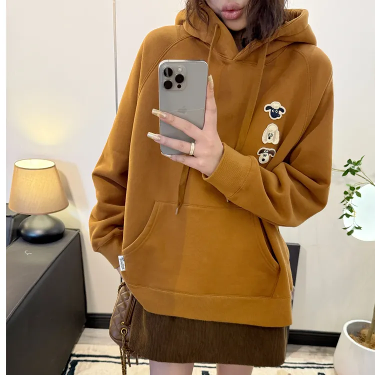 三只立体绣~Yongwill家简约插肩袖加绒连帽卫衣 8805 （90-150斤）