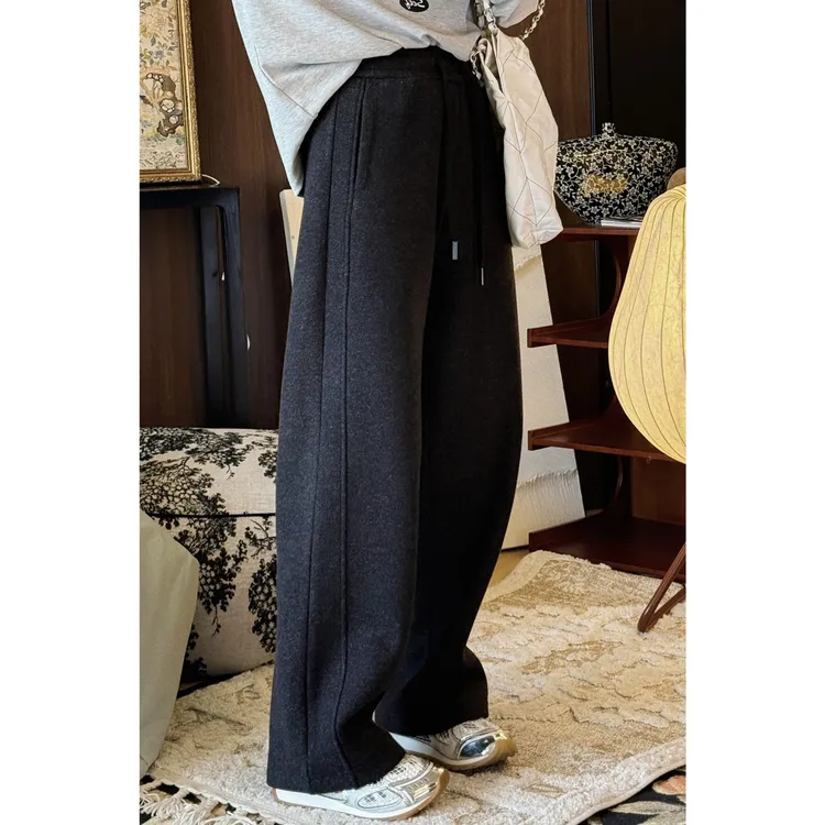 【唐悠悠】保命加绒裤!560g花纱毛呢加厚保暖镰刀阔腿裤秋冬