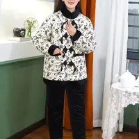 1252复古国风立领加厚保暖可外穿家居服套装